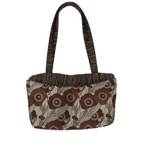 Maruca Colorado Handmade Tote Shoulder Bag Floral Mixed Stripe Fabric : Brown Si